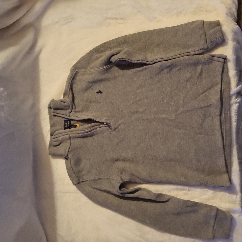 Gray Polo partial zip sweater. Excellent used condition. Size 7